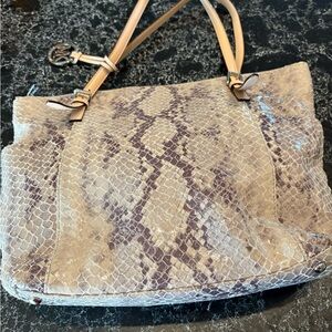 MICHAEL Michael Kors Beige and Brown Snakeskin Shoulder Bag